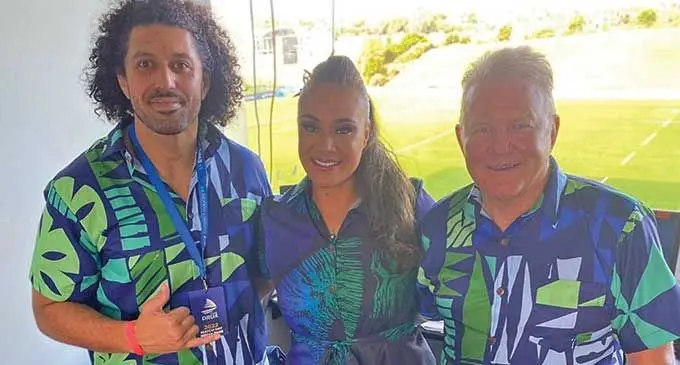 From left: Technical commentator Sam Wykes, sideline commentator Lailanie Burnes, and lead commentator Greg Clarke. 