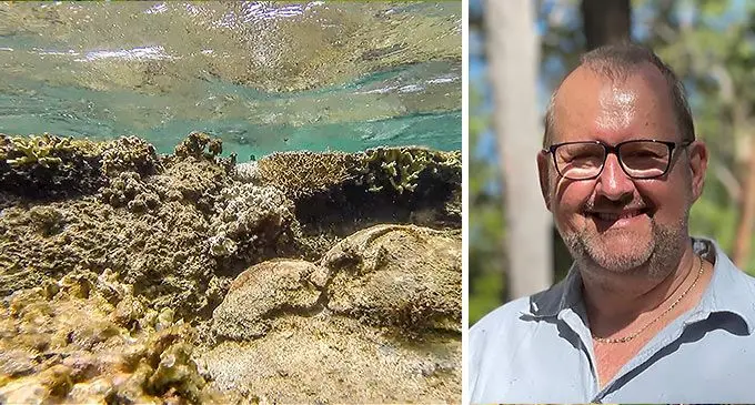 The-effects-of-climate-change-on-the-coral-reefs-and-Professor-Paddy-Nun,-Professor-of-Geography-at-the-University-of-the-Sunshine-Coast-in-Australia.