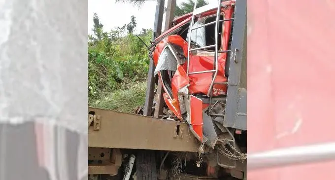 More wreckage from the two logging trucks that crashed in Seaqaqa on August 6, 2019.  Photo: Police Media Cell 