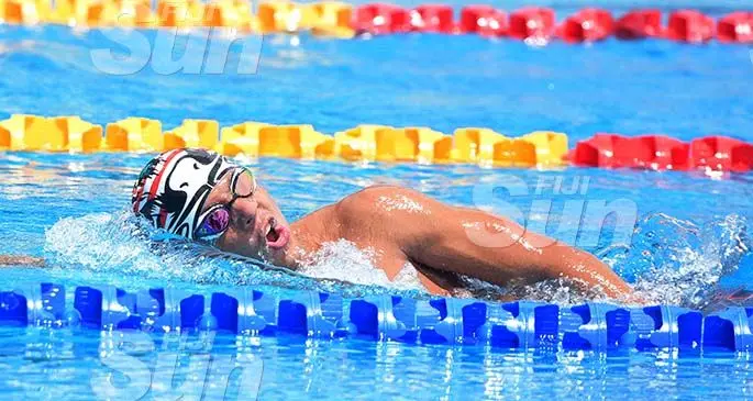 Zion Waqanibete during 2020 Long Course Grand Prix 1500m Freestyle competition at Damodar Aquatic Centre, Suva on February 8, 2020. Photo: Ronald Kumar