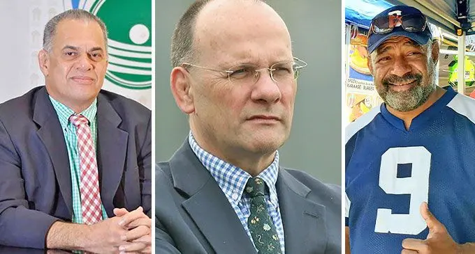 From left: Finance and investment expert John Sanday is a nominee for Commercial Director. He is a former Flying Fijian No.8, Fiji Drua chief executive officer Mark Evans is one of the candidates for Commercial Director and Former Flying Fijians head coach Ilivasi Tabua is a nominee for Rugby Director in new FRU managing board.