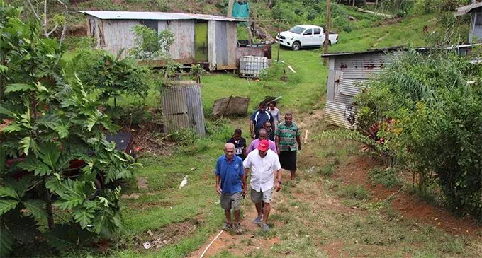 Prime Minister Voreqe Bainimarama visits the home of Vunivivi residents who took shelter at Nausori Primary School due to possible landslide in the area. Photo: Ilaijia Ravuwai