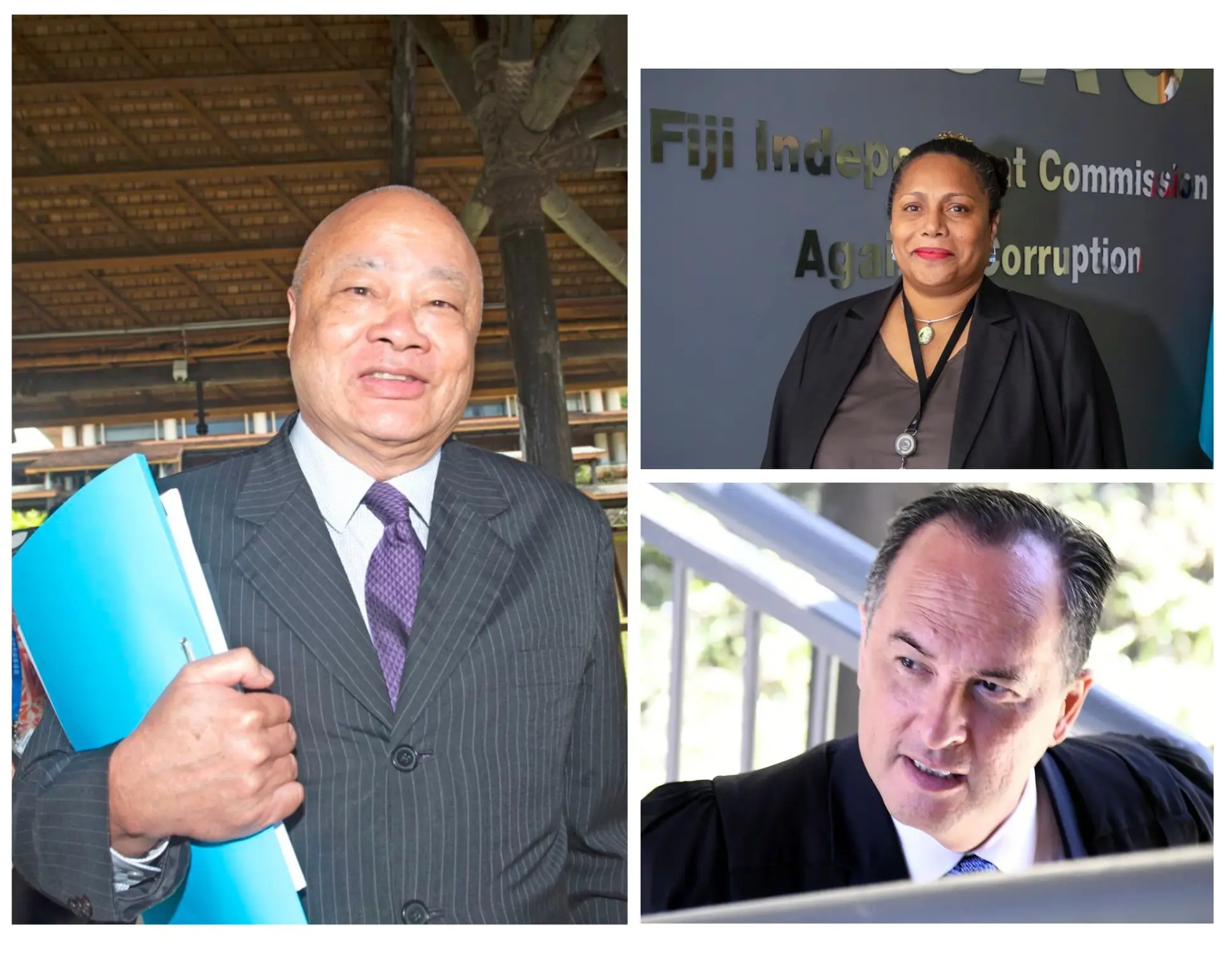 Left: Former Attorney-General Graham Leung, top: former FICAC Commissioner Barbara Malimali, bottom: Fiji Law Society (FLS) president Wylie Clarke.