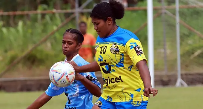 Action from the Tailevu/Naitasiri and Nadroga football clash during the Digicel Fiji Women’s Super League. Photo: Fiji FA Media.