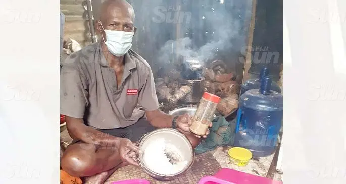 Neori Mataitini, 58, of Wainividio Settlement in Navua with the last ration of food for his family on June 2, 2021. Photo: Ronald Kumar