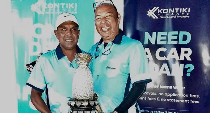 Curtis Mar (right) and Rajnesh Prasad at the Suva Bowling club on October 9, 2022 . Photo: Suva Bowling Club