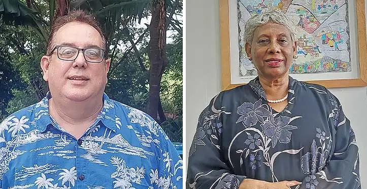 Ambassador of the Republic of Cuba to Fiji José Manuel Galego Montano and the University of Fiji Vice Chancellor Professor Shaista Shameem. Photo. Salote Qalubau.