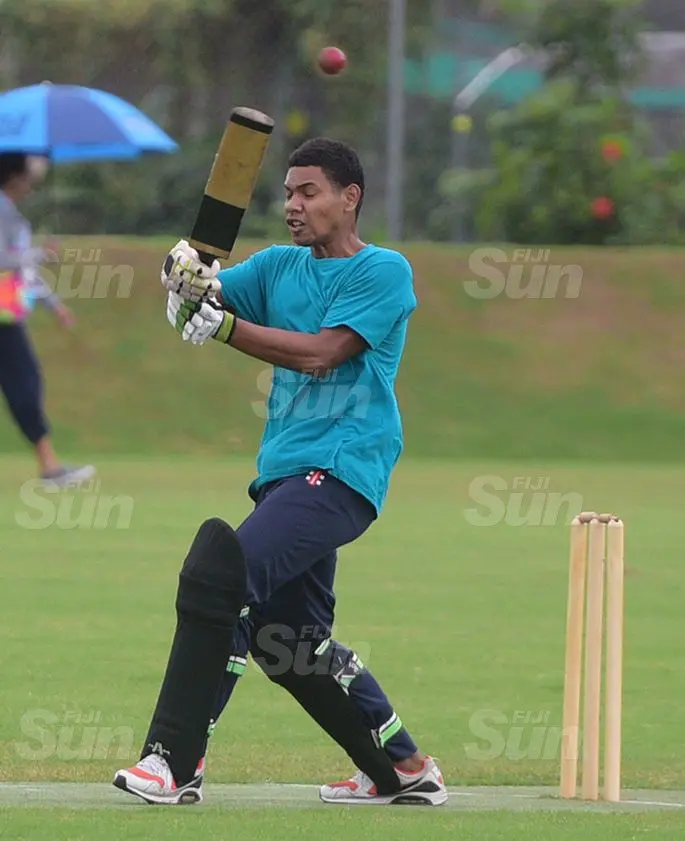 Fiji Cricket under 19 development side batsman Taule Jokatama in action against Ono-I-Lau at Albert Park on July 11, 2020. Photo: Ronald Kumar.
