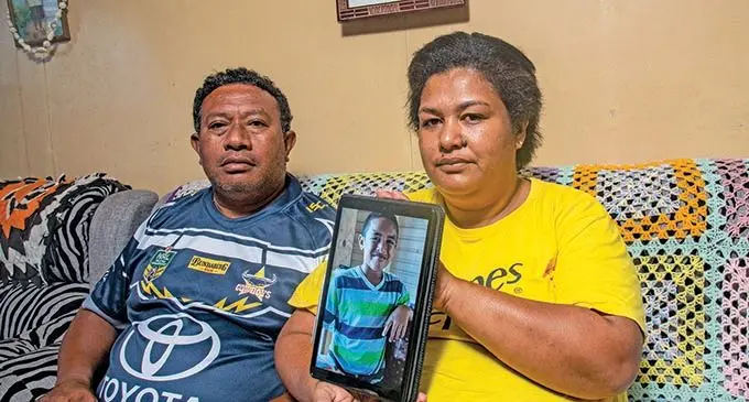 Parents of the deceased 8 year old Mosese Vuloko , Nacanieli Vuloko (father) and Salote Vuloko at thier home in Veisari on 6 December 2021. Photo- Leon Lord