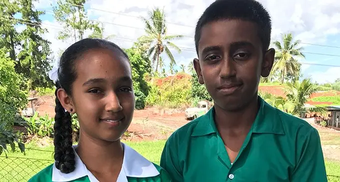 Valebasoga Public School Head Girl Dipshika Dipeshni and Head Boy Shuaib Khan after the prefect induction on January 30, 2020.  Photo: Shratika Naidu