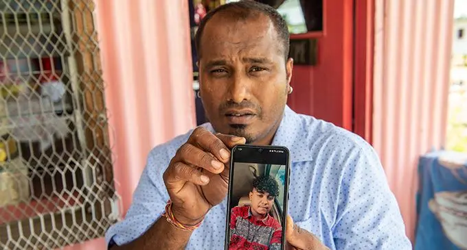 Avinesh Prasad, uncle of the late Shahil Kumar (inset photo) on April 9, 2023. Photo: Leon Lord