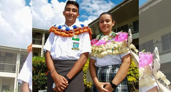 Head Boy and head girl of Jay Narayan Collage Jasveen Singh and Tannistha Selvi Chandra on May 6, 2022. Photo: Leon Lord