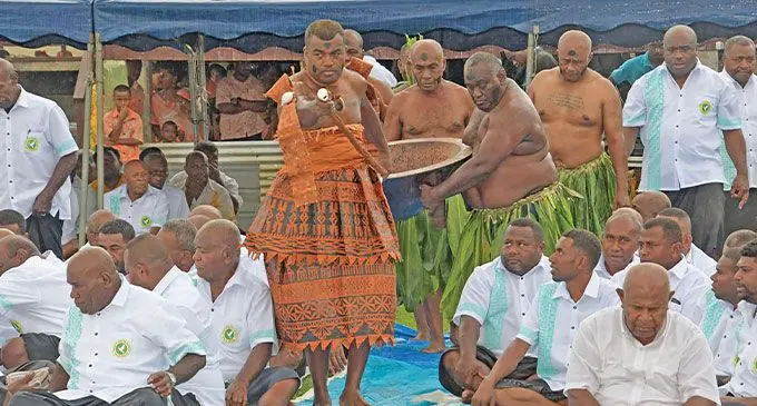 Villagers conduct the traditional ceremony at the opening of the Tailevu Provincial Council meeting on October 16, 2024. Photo: DEPTFO News