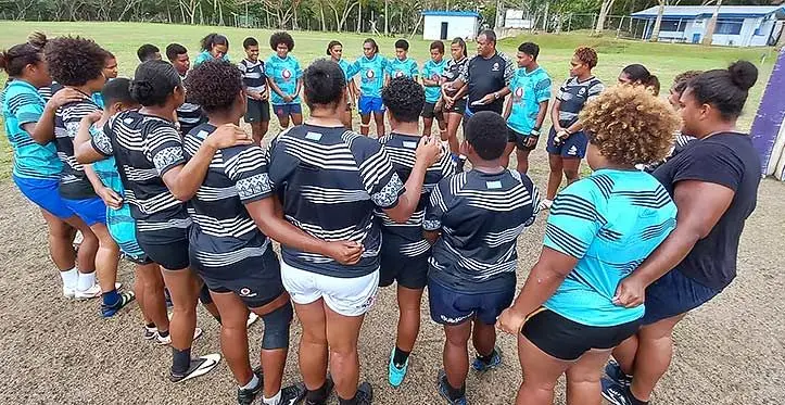The Vodafone Fijiana XVs before their training session at Bidesi Park, Suva on August 31, 2023. 