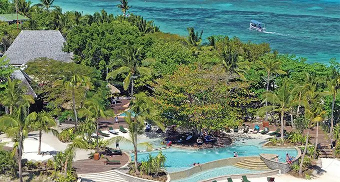 An aerial view of Treasure Island Resort.