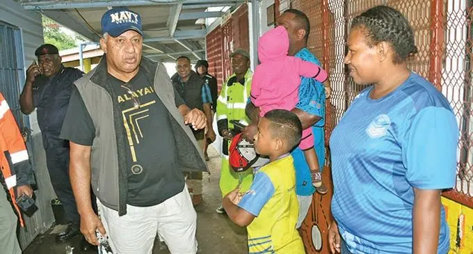 Prime Minister Voreqe Bainimarama visiting one of the many evacuation centres in Nasinu on December 17, 2020.  Photo: Office of the Prime Minister