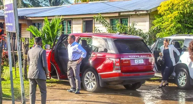 COP26 President Alok Sharma arriving in Buretu village, Tailevu. Photo:Kelera Sovasiga-Tuisawau.