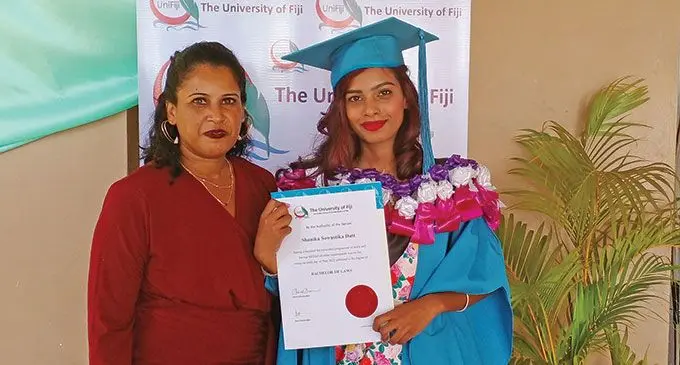 Sharika Dutt with her mother Saleshni Prasad on May 27, 2022. Photo: Salote Qalubau