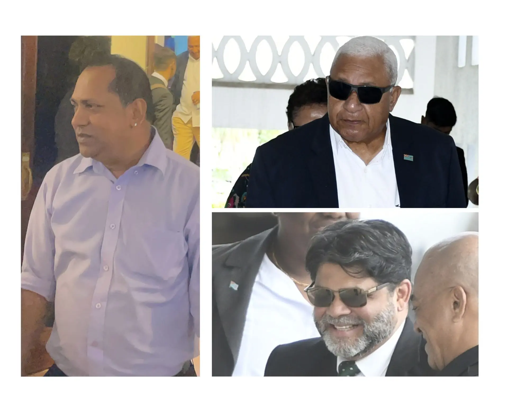 Head laboratory superintendent at the Colonial War Memorial Hospital, Ravendra Prasad (left). Former Attorney-General Aiyaz Sayed-Khaiyum (bottom). Former Prime Minister Voreqe Bainimarama (top).