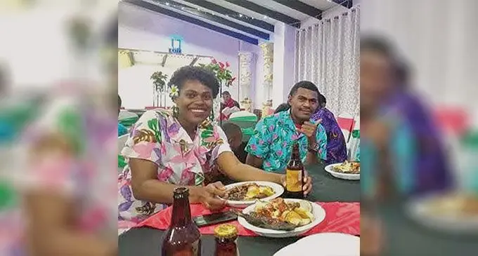 Road crash victims Meri Nadaba, left, and Pisawaqa Sirovoama during a party in Nadi on Friday night. Photo: Supplied