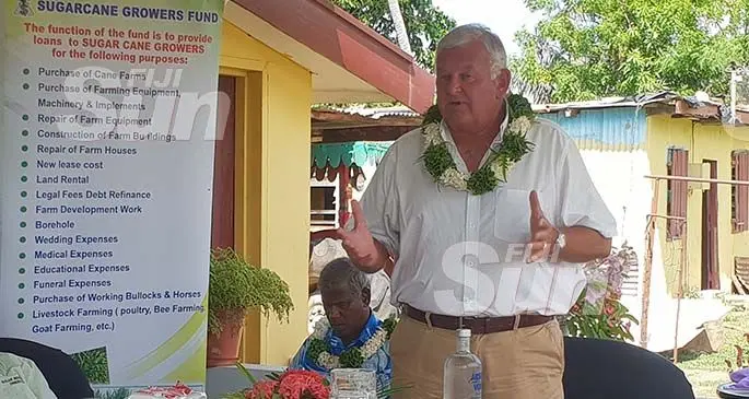 Fiji Sugar Corporation chief executive officer Graham Clark (standing) speaking to sugar industry stakeholders in Drasa, Lautoka on January 6, 2020. Photo: Nicolette Chambers