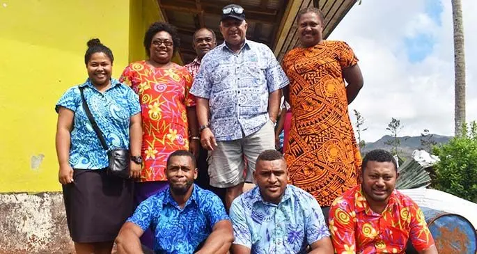 Prime Minister Voreqe Bainimarama with the teachers of Kavala Bay Primary School and Kadavu Provincial Secondary School. Photo: Office of the Prime Minister