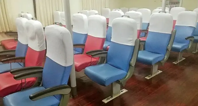 Reclining seats inside MV Ohana.
