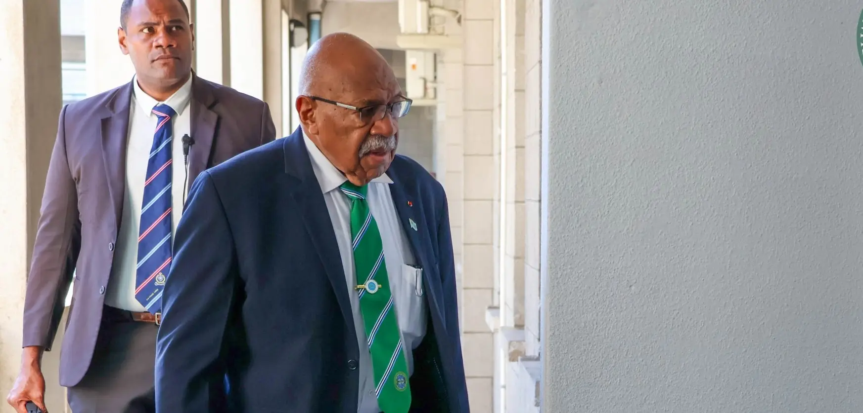 Prime Minister Sitiveni Rabuka makes his way to parliament.