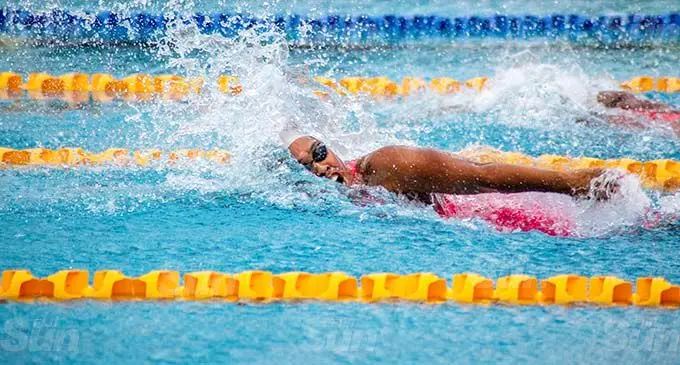 Baracuda and national swimming champ  Cheyenne Rova taking out the 100m feetstyle woemns event at the Aquitic Center on the 16th November 2020. Photo- Leon Lord