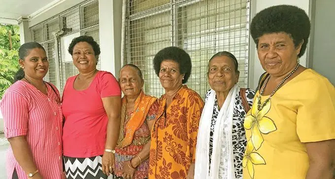 From left: Reshmi Singh, Ilisapeci Raivita, Bimla Wati, Kinisimere Ratu, Raj Kali, Ilisabeta Koliloa during the celebration of International Women’s Day at the Civic Centre in Labasa on March 8, 2021. Photo: Laisa Lui