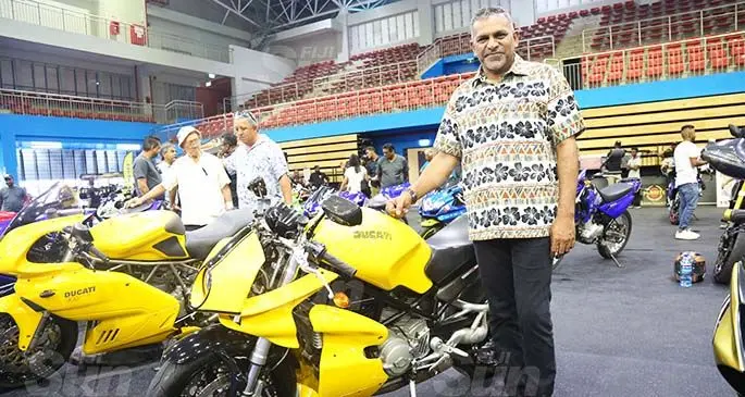 Minister for Transport, Faiyaz Koya standing beside two of his motocycles during the Fiji Motorcyclist Association Remembrance Day. Photo: Kelera Sovasiga.Minister for Transport, Faiyaz Koya standing beside two of his motocycles during the Fiji Motorcyclist Association Remembrance Day. Photo: Kelera Sovasiga.