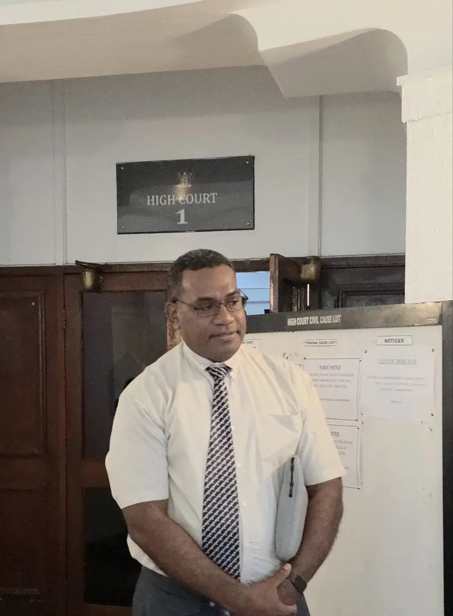 Former Director of Fiji Pharmaceutical and Biomedical Services, Apolosi Vosanibola outside the High Court in Suva on May 19, 2026.