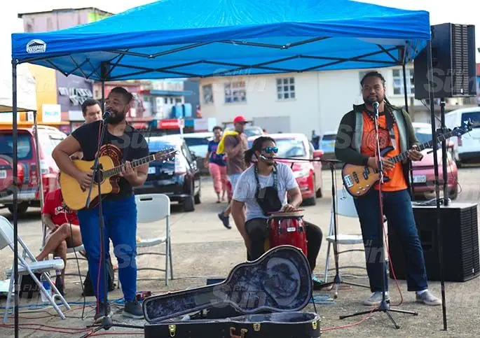 The Rako band entertaining the crowd in Nausori during the ROC Market on June 13, 2020. Photo: Kelera Sovasiga