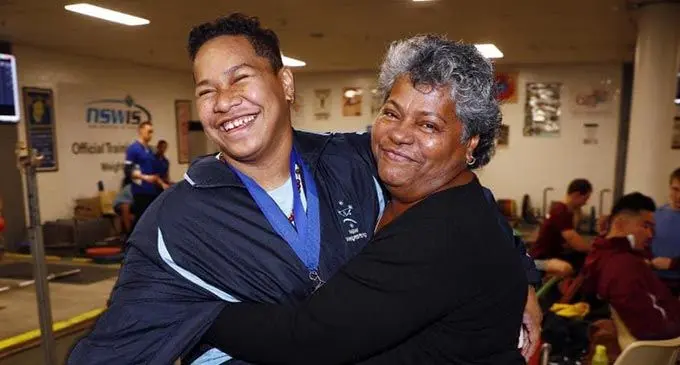 Eileen Cikamatana (left) celebrates her achievement with mother Makitalena in  Sydney, Australia on August 17, 2019.  Photo: Daily Telegraph