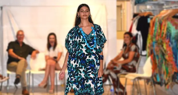 A model on the runway during the launch of Tracey Farrington’s Fiji Made Collection in Nadi.