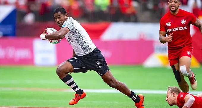 Fiji Airways 7s rep Aminiasi Tuimaba during the Canada 7s in Vancouver on March 10, 2019. Photo: Ian Muir