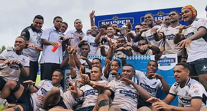 Nadroga U20 rugby players celebrate the win at Ratu Cakobau Park, Nausori, on June 22, 2024. Photo: FRU Media 