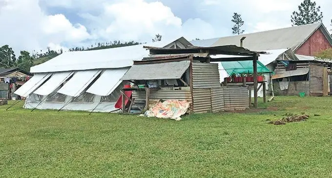 A makeshift kitchen and cooking area built next to a tent that helped be home for 250 villagers of Nabavatu. Photo: Laisa Lui