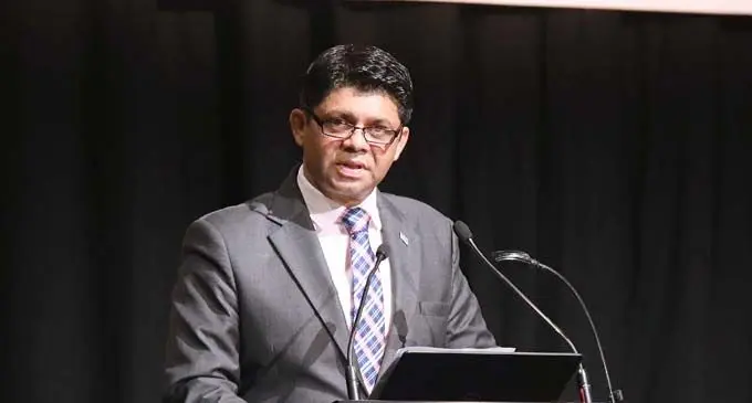Attorney-General Aiyaz Sayed-Khaiyum delivering Prime Minister Voreqe Bainimarama’s keynote address. Photo: Office of the Attorney-General