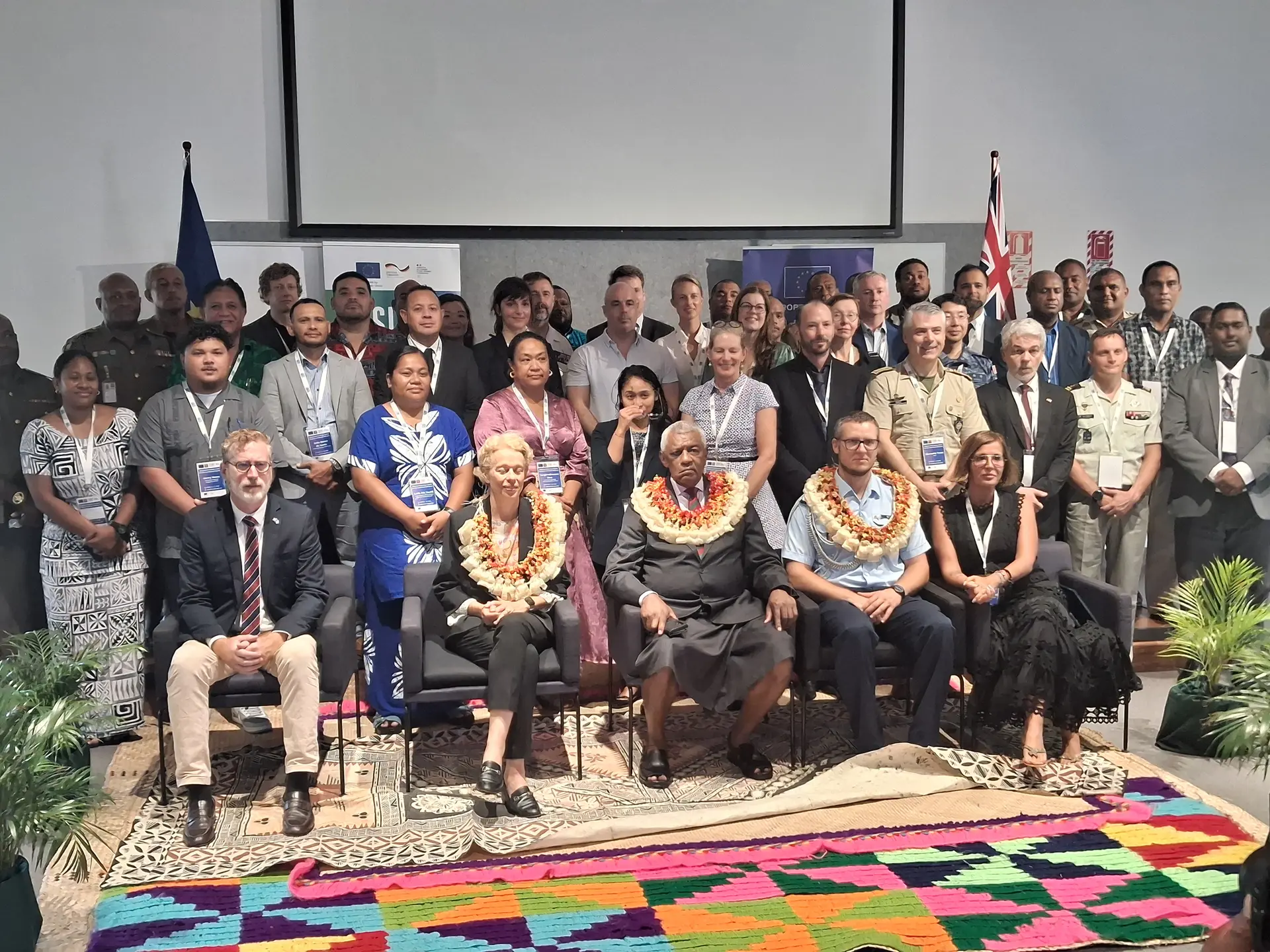 European Union Ambassador to the Pacific Barbara Plinkert with Minister for Defence and Veteran Affairs Pio Tikoduadua.