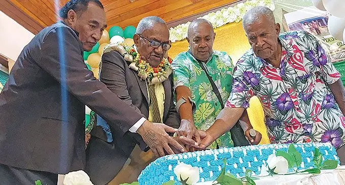 From left: Pastor Jolame Nasilasila, Chief guest Pastor Jona Bainivalu, Pastor Akuila Sauqaqa and Pastor Sanaila Saunoko during the opening ceremony of the Naburenitu Hall in Vitogo Villge in Lautoka on June 28, 2024. Photo: Salote Qalubau