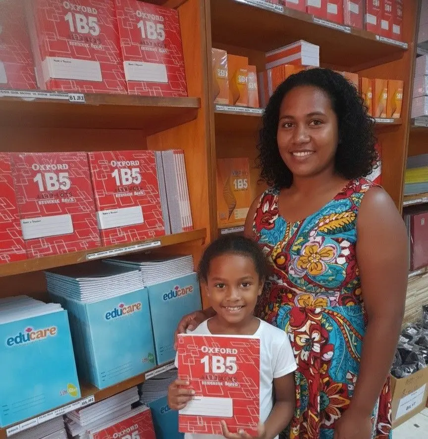 Mere Waqanivalu (left) with her son Mosese Drauna (right) doing back-to-school shopping in Labasa on December 12, 2025.
