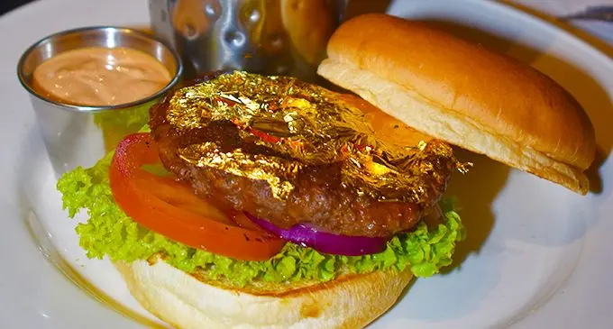 24-karat Gold Leaf Burger Steak Burger from Hard Rock Cafe Fiji.