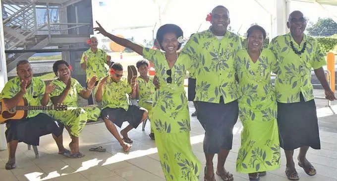 Turtle Island Resort staff members in high spirits before receiving their COVID-19 vaccine jab on April 8, 2021, at the Nadi  International Airport.  Photo: Waisea Nasokia