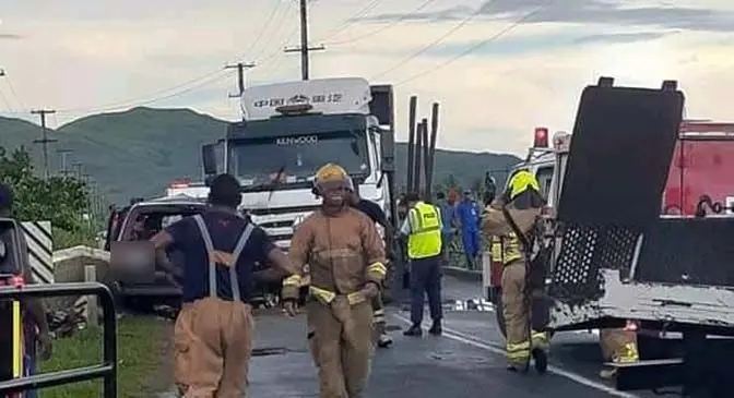 The National Fire Authority and the Fiji Police teams attending to the accident
