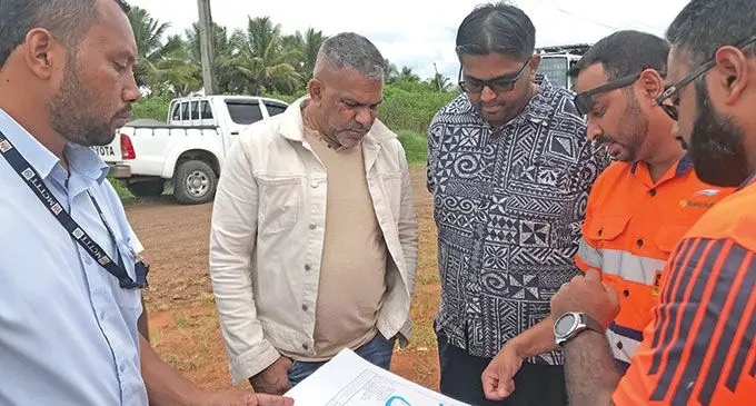 Minister for Commerce, Trade and Tourism Faiyaz Koya discussing about Seaqaqa and Nabouwalu township with staff from Department of Town and Country Planning, Fiji Roads Authority and iTaukei Land Trust Board in Seaqaqa on June 29, 2022.  Photo: Shratika Naidu