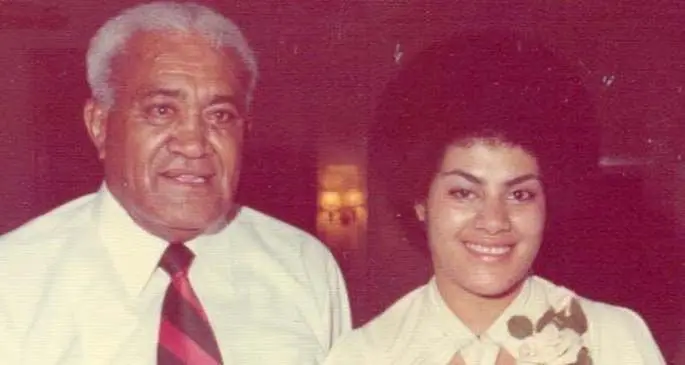 The late Turaga Bale na Vunivalu na Tui Kaba Ratu Sir George Kadavulevu Cakobau and his eldest daughter the late Adi Litia Kaunilotuma Cakobau.