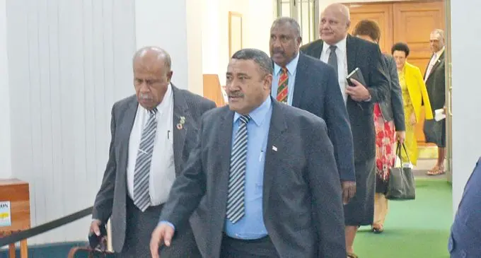 SODELPA Members walk out during the session of Parliament on August 31,2018. Photo: Ronald Kumar