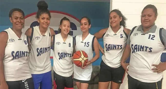 The USP 1 Women basketball team at the FMF National Gymnasium during the 2019 Fiji Games competition on April 19, 2019. Photo: Grace Narayan