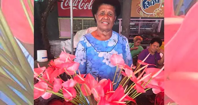 Florist Amelia Vulavou at the Suva Municipal Market on May 7, 2020. Photo: Lusiana Tuimaisala